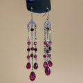 Light Luxury Geometric Crystal Tassel Drop Earrings For Women Vintage Rhinestone Ear Hooks view 4