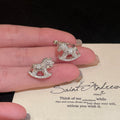Light Luxury Copper Zircon Horse Clip-on Earrings No Piercing Animal Zodiac Ear Cuffs For Women view 2