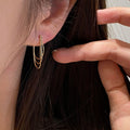 Copper Geometric Metal Tassel Drop Earrings French Minimalist Cool Style Silver Post Studs view 4