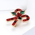 Alloy Enamel Colorful Bow Cane Brooch Pin For Christmas Gifts view 3