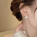 Light Luxury Shell Horse Stud Earrings With Zircon, Gold Plated Silver Needle Animal Zodiac Jewelry view 4