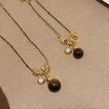 Gold Plated Zircon Tiger Eye Stone Necklace, Maillard Retro Round Geometric Choker for Women view 3