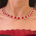 Light Luxury Iron Rhinestone Round Stud Earrings And Necklace Jewelry Set view 4