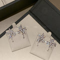 Copper Sparkling Zircon Star Drop Earrings Light Luxury Minimalist Commuter Jewelry view 3