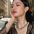 Copper Sparkling Zircon Star Drop Earrings Light Luxury Minimalist Commuter Jewelry view 2