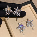 Copper Sparkling Zircon Star Drop Earrings Light Luxury Minimalist Commuter Jewelry view 1