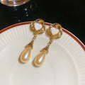 Light Luxury Faux Pearl Heart Teardrop Drop Earrings With Steel Pins Vintage Court Style view 2