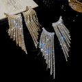 Copper Rhinestone Tassel Drop Earrings With Silver Needle Geometric Vintage Palace Style Earrings view 2