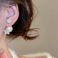 Gold Plated Silver Needle Zircon Star Faux Pearl Drop Earrings Elegant Daily Jewelry view 4