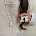 Resin Bear Pendant Necklace And Earrings Jewelry Set For Women, Cartoon Light Luxury OL Style view 3
