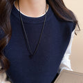 Light Luxury Faux Pearl Zircon Enamel Pony Horse Sweater Necklace Sweet Cool Zodiac Choker view 3