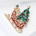 Alloy Enamel Christmas Sleigh Brooch Pin For Festive Accessories view 3
