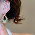 Gold Plated Copper Teardrop Zircon Stud Earrings With Silver Pins, Vintage Palace Style view 3