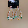 Gold Plated Copper Teardrop Zircon Stud Earrings With Silver Pins, Vintage Palace Style view 2