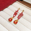 Light Luxury Chinese Style Copper Horse Stud Earrings With Enamel Zodiac Animal Design For Women view 4