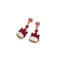 Light Luxury Chinese Style Copper Horse Stud Earrings With Enamel Zodiac Animal Design For Women view 5
