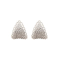 Copper Zircon Lace C-Shaped Stud Earrings, Minimalist Geometric Round Daily Jewelry view 5