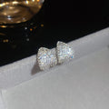 Copper Zircon Lace C-Shaped Stud Earrings, Minimalist Geometric Round Daily Jewelry view 2