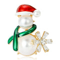 Alloy Enamel Christmas Snowman Pearl Brooch For Holiday Sweater Gifts view 1