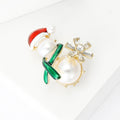 Alloy Enamel Christmas Snowman Pearl Brooch For Holiday Sweater Gifts view 3