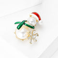 Alloy Enamel Christmas Snowman Pearl Brooch For Holiday Sweater Gifts view 2