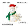 Alloy Enamel Christmas Snowman Pearl Brooch For Holiday Sweater Gifts view 5