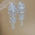 Copper Rhinestone Flower Hollow Tassel Drop Earrings, Statement Luxury Style view 4