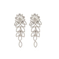 Copper Rhinestone Flower Hollow Tassel Drop Earrings, Statement Luxury Style view 5