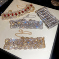 Rhinestone Hollow Geometric Iron Bracelet Necklace Jewelry Set, Vintage Court Light Luxury view 1