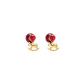 Elegant Alloy Rocking Horse Charm Stud With Red Enamel Bead Faux Pearl Rhinestone Accent Earrings view 5