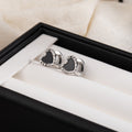 Elegant Luxury Black White Double Sided Heart Enamel Alloy Hoop Stud Clip Style Women Fashion Earrings view 3