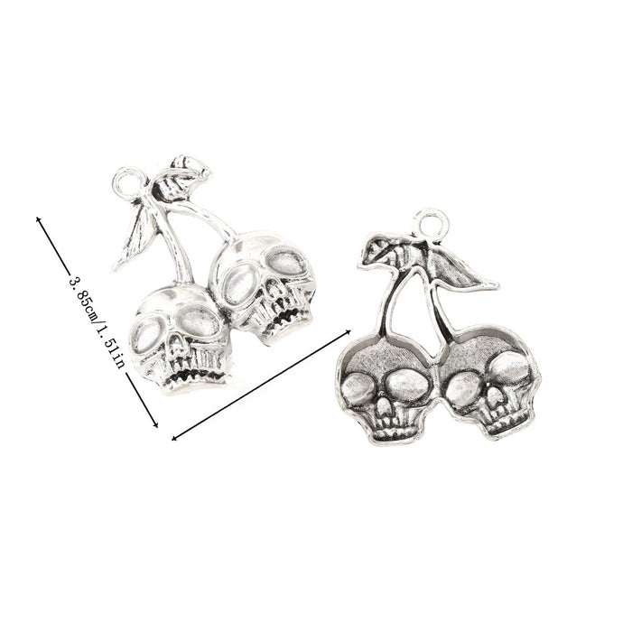 Antique Silver Zinc Alloy Skull Cherry Bomb Charm Pendant for DIY Necklace Bracelet Jewelry Making