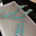 Rhinestone Inlaid Round Resin Bohemian Ethnic Jewelry Set With Necklace Bracelet Earrings For Women view 3