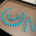 Rhinestone Inlaid Round Resin Bohemian Ethnic Jewelry Set With Necklace Bracelet Earrings For Women view 1