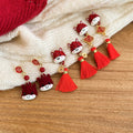 Chinese Style Alloy Horse Tassel Drop Earrings With Flocked Enamel Pony Design view 1