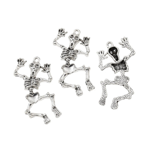 Antique Silver Zinc Alloy Skull Charm Pendant No.473412 for DIY Necklace Bracelet Jewelry Making