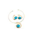 Light Luxury Oval Resin And Iron Stud Earrings Bracelet Choker Jewelry Set For Women view 5