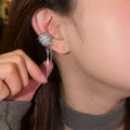 Light Luxury Copper Zircon Geometric Multi Layer Tassel Clip-on Earrings for No Piercing view 1
