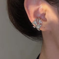 Copper Zircon Flower Triple Layer Clip-on Earrings Elegant Light Luxury Ear Cuffs view 1