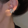 Copper Zircon Flower Triple Layer Clip-on Earrings Elegant Light Luxury Ear Cuffs view 3