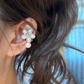 French Style Rhinestone Faux Pearl Flower Clip-on Earrings Elegant No Piercing Ear Cuffs view 1