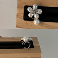 French Style Rhinestone Faux Pearl Flower Clip-on Earrings Elegant No Piercing Ear Cuffs view 2