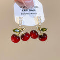Korean Minimalist Resin Cherry Zircon Silver Needle Stud Earrings For Women view 1