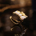 Gold Plated Zircon Double Layer Faux Pearl Tassel Clip-on Earrings French Vintage Geometric Style view 2