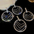 Iron Rhinestone Circle Tassel Drop Earrings Geometric Statement Stud Earrings For Women view 2