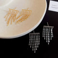 Minimalist Copper Geometric Metal Tassel Drop Earrings For Women Light Luxury Stud Style view 2