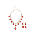Light Luxury Palace Style Rhinestone Teardrop Iron Stud Earrings Necklace Jewelry Set view 5