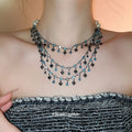 Light Luxury Faux Pearl Rhinestone Heart Necklace For Women Sweet Cool Clavicle Choker view 3