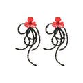 Silver Needle Rhinestone Flower Crystal Tassel Drop Earrings Chic Trendy Statement Ear Jewelry view 5