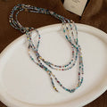 Ethnic Bohemian Faux Crystal Beaded Layered Sweater Necklace Round Geometric Choker For Women view 2